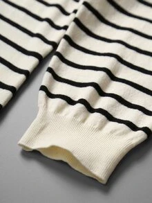 SHEIN LUNE CURVE Plus Size Women's Striped Colorblock Casual Everyday Long Sleeve Sweater - Multicolor - View 4