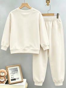 2pcs/Set Boys Abstract Wavy Pattern Letter Print Sweatshirt & Joggers Set, Crew Neck Long Sleeve Pullover Top + Elastic Waist Ribbed Cuffed Long Pants, Thickened Casual Autumn/Winter Outfit For Teen Boys - Multicolor - View 2