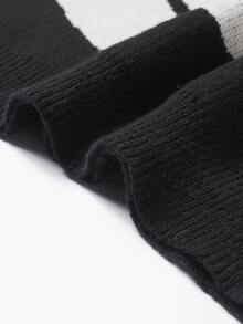 Chillumni 男士字母圖案休閒日常穿著長袖針織衫 - 黑色 - 查看 5