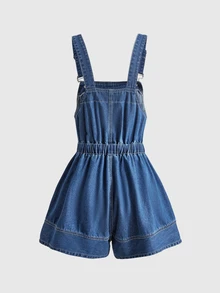 Sweetness Women's Pleated Casual Versatile Daily Denim Overall Shorts - Blue - View 2