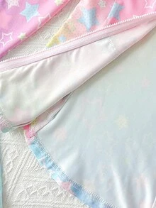 SHEIN 女童彩虹星星印花連帽外套與寬腿長褲2件套，街頭運動風，返校季，學院風 - 彩色 - 查看 10