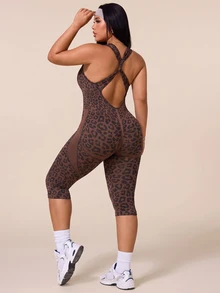 Easithlete Easithlete Seamless Knit Plus Size Women's Sports Jumpsuit - Brown - View 4