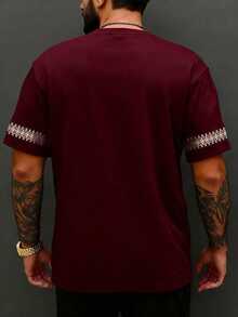 Manfinity Dauomo Men's Round Neck Printed T-Shirt - Round Neck Casual Top - Lightweight T-Shirt Suitable For All Seasons - Multicolor - View 2