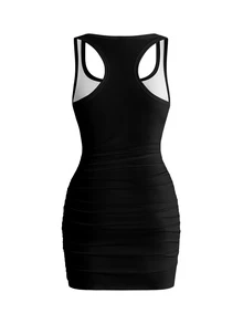ROMWE Grunge Punk Women's Casual Daily Summer Mini Dress With Character Graphic - Black - View 2