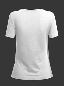 EMERY ROSE Women's Solid Color V-Neck Slim Fit Versatile Daily Long Sleeve T-Shirt - White - View 2
