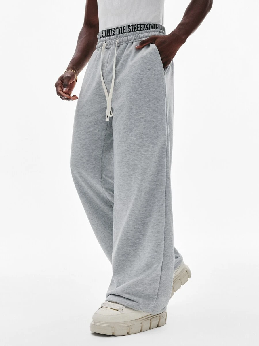 STYNVO Men's Casual Versatile Double Waistband Sweatpants - Grey - View 1