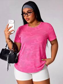 Dewbera Dewbera 2026 New Special Fabric Sweet Women Plus Size Sports T-Shirt Tank Top - Hot Pink - View 3