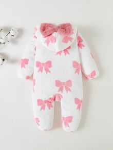 Cozy Pixies Baby Girl Bowknot Pattern Casual Daily Long Sleeve Romper - Pink - View 2