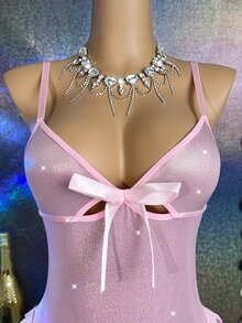 MidnightGlam 1pc Pink Sexy Bow Jumpsuit - Pink - View 3