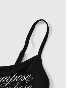 ROMWE Y2K Dark Hot Girl Women's Slogan Print Casual Camisole - Black - View 4