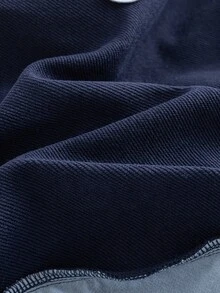SHEIN 女童字母印花 2 合 1 拼接休閒日常長袖衛衣 - 藏蓝色 - 查看 8