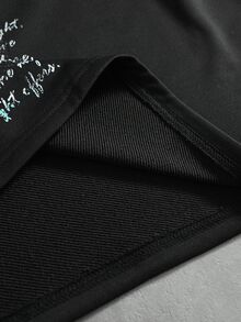ROMWE MEN Men's Wing Slogan Print Colorblock 2 In 1 T-Shirt - Black - View 4