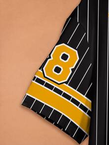 GARFIELD | SHEIN Plus Size Striped Cartoon Graphic Print Short Sleeve T-Shirt - White - View 5