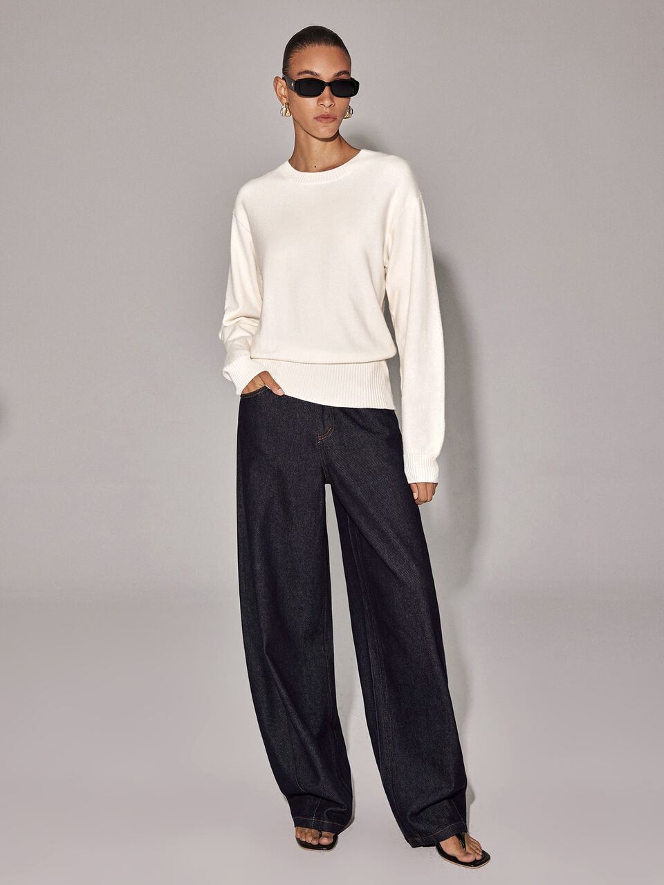 Anewsta Essential Pullover Cinched Waist Short Long Sleeve Knit Top