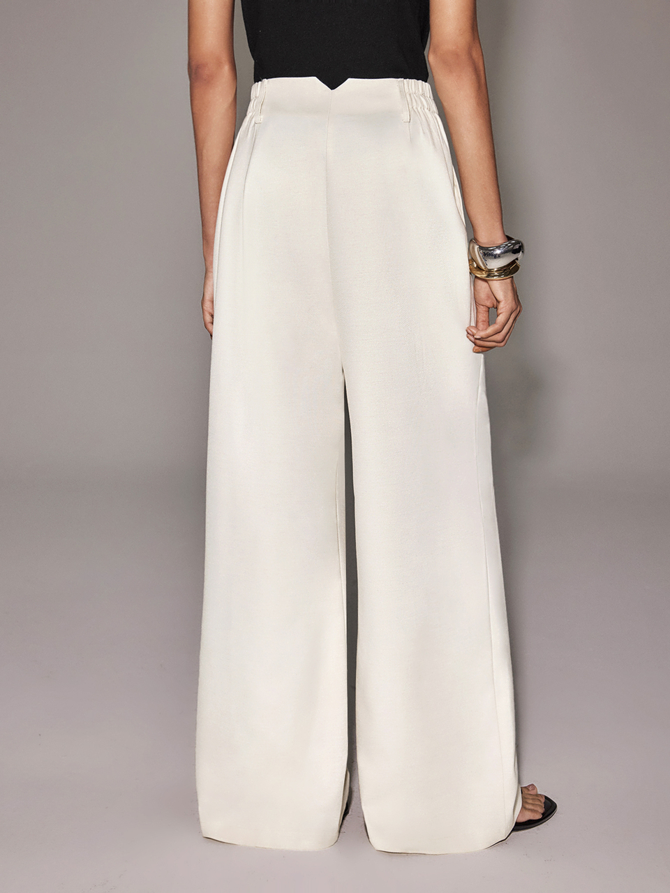 Anewsta Essential Anewsta  Elegant Versatile Casual Outing Office Commute Women's Off-White Loose Long Pants Minimalist Old Money Style Business Banquet Autumn