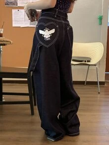DAZY Jeans en denim décontractés et polyvalents pour femme, à porter au quotidien, avec poches, automne - Bleu azur - Voir 4