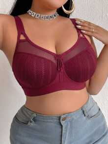 DesireSculpt Plus Size Wireless Bra, 1pc - Burgundy - View 5
