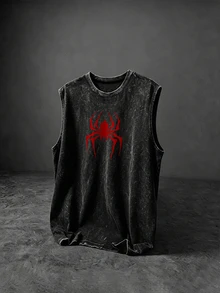 Sport MetroGents Men's Spider Pattern Casual Daily Travel Sports T-Shirt, Gym - Black - View 1