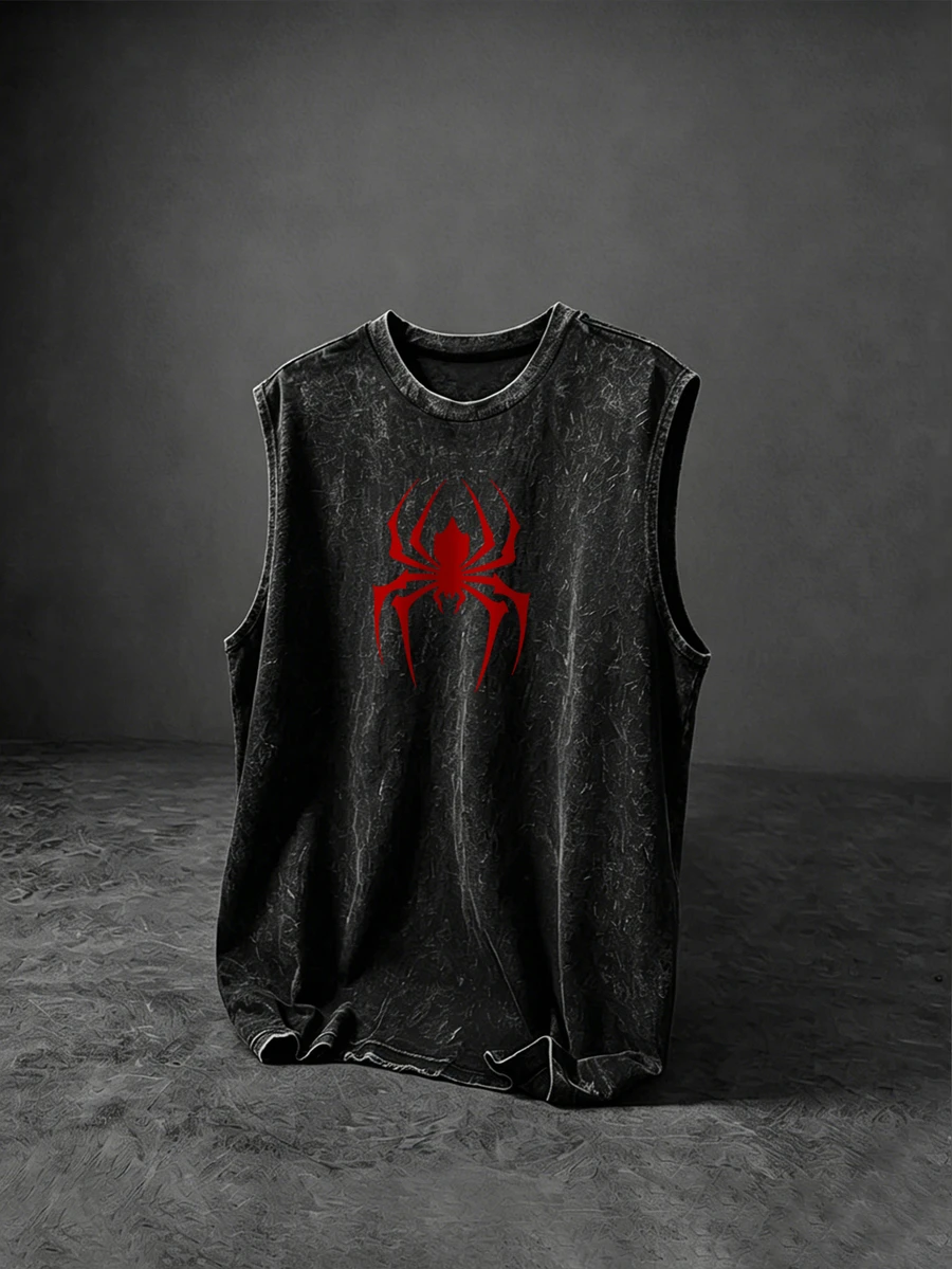 Sport MetroGents Men's Spider Pattern Casual Daily Travel Sports T-Shirt, Gym - Black - View 1
