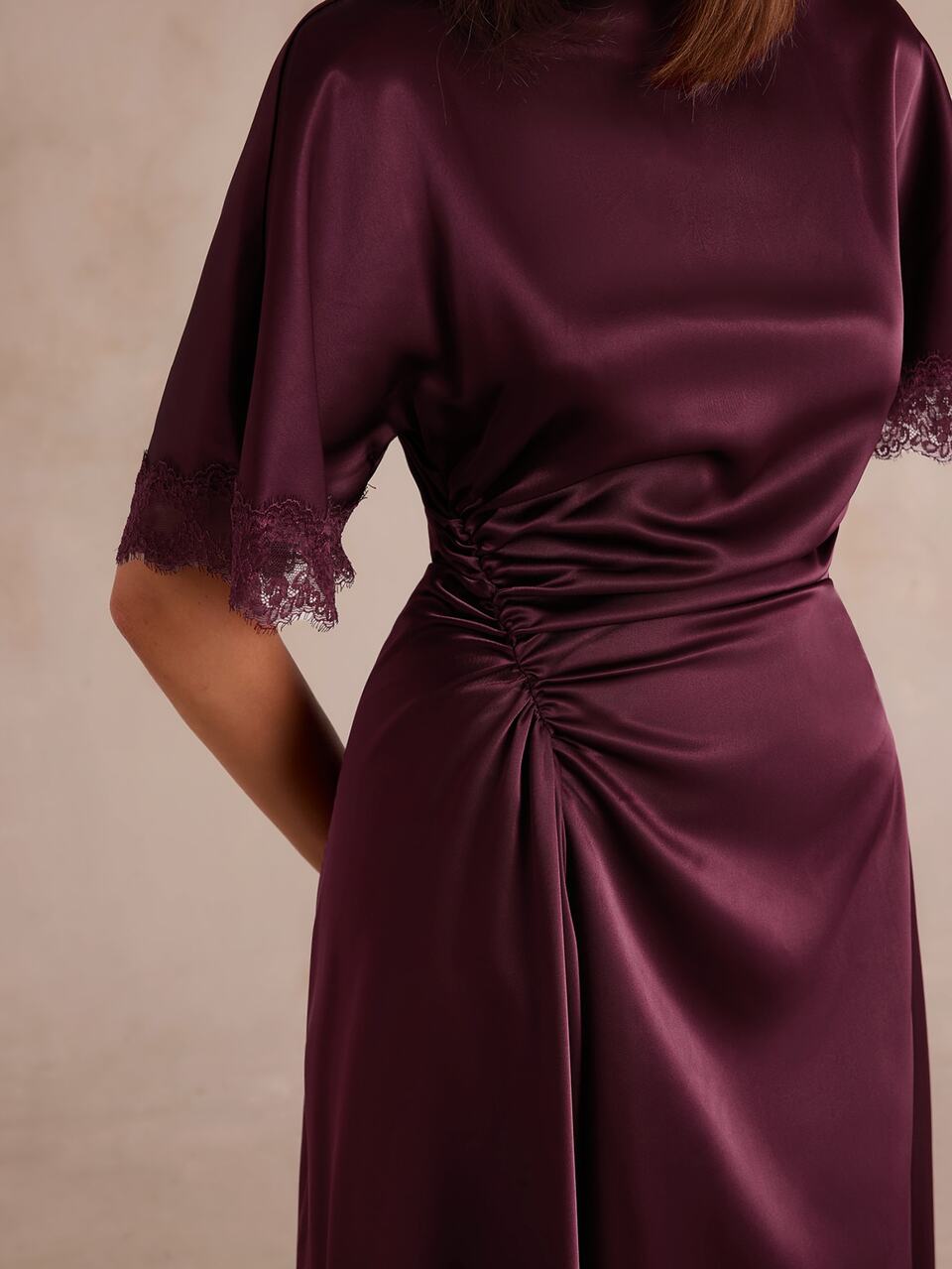 Enchnt Elegant Solid Color Satin Party Dress