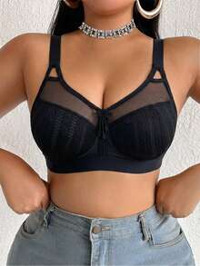 DesireSculpt Plus Size Wireless Bra, 1pc - Black - View 6