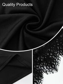 Linhara CURVE Versatile Premium Mesh & Lace Trim Plus Size Women's Top - Black - View 6