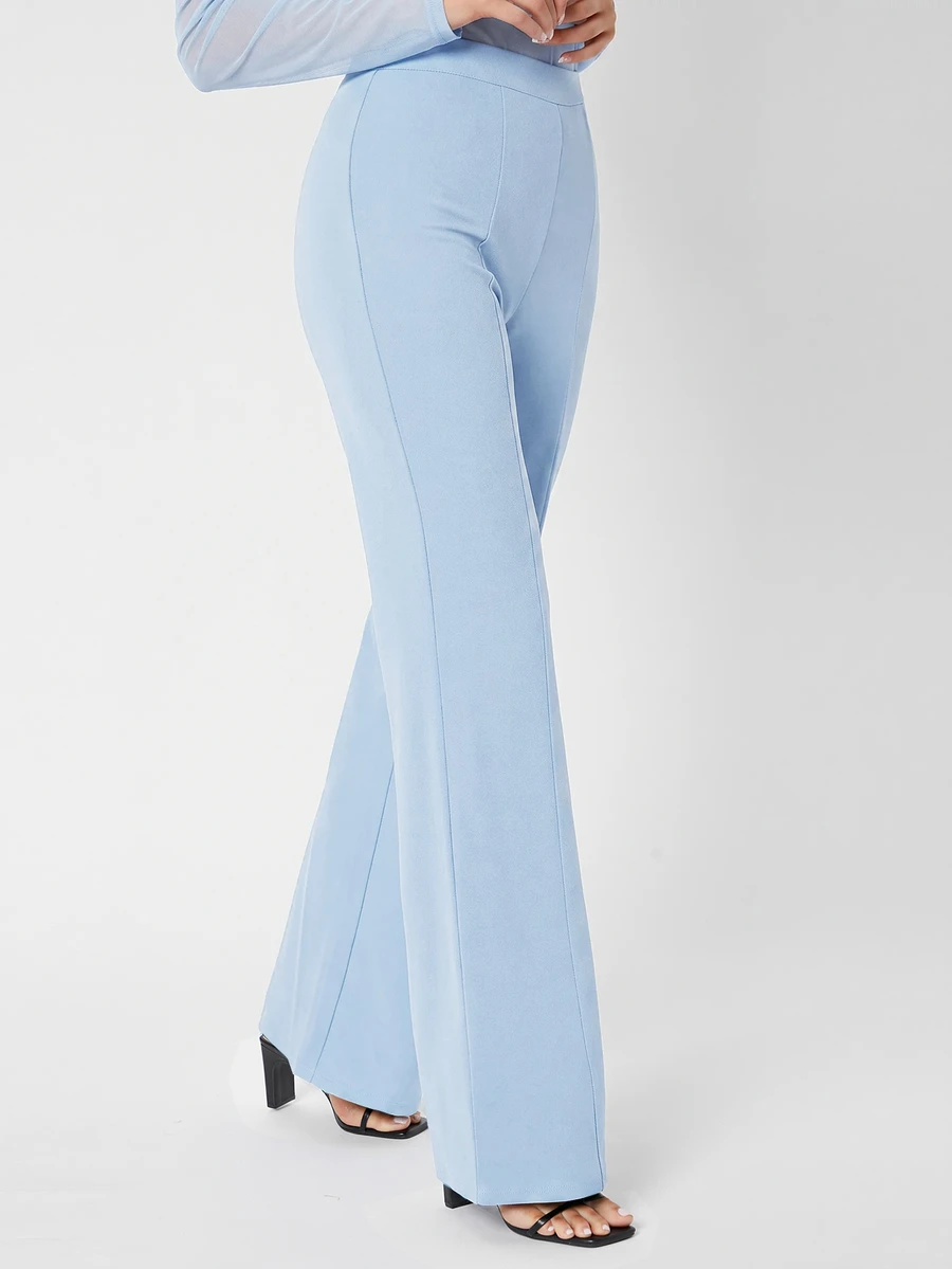 SHEIN Tall Pantalones largos de unicolor versátiles y de moda para ir al trabajo - Celeste - Ver 1