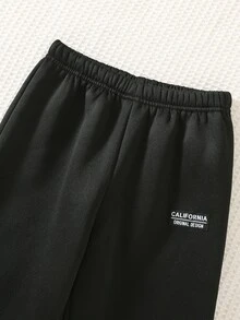 SHEIN 2件組小男孩休閒簡約條紋運動衫與長褲套裝，適合冬季 - 彩色 - 查看 6