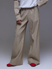 MUSERA Beige Button Detail Straight Leg Trouser Winter Autumn Everyday Casual Going Out Cool Weekdaze - Camel - View 2