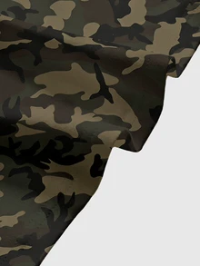 ROMWE Grunge Punk Atasan Bandeau Wanita Motif Street Punk Dark Camo dengan Slogan - Hijau - View 3