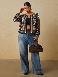Travachic 秋冬長袖刺繡印花夾克 - 彩色 - 查看 3