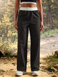 Exploreva Women's Minimalist Color Block Pocket Outdoor Hiking Pants - Black - View 1