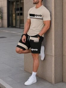 Gym Rark Setelan Olahraga Kasual Pria Lengan Pendek dan Celana Pendek dengan Motif Huruf, untuk Gym. - MultiWarna - View 4