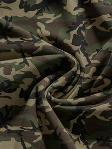 ROMWE Grunge Punk Atasan Bandeau Wanita Motif Street Punk Dark Camo dengan Slogan - Hijau - View 4