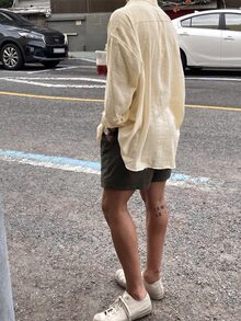Neovey 男士休閒口袋單排扣長袖襯衫 - 杏色 - 查看 2