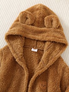 Bubblio Baby Boy Cute Autumn/Winter Fluffy Bear Design Hooded Loungewear Bathrobe Pajamas - Brown - View 4