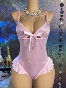 MidnightGlam 1pc Pink Sexy Bow Jumpsuit - Pink - View 1