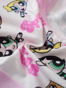 THE POWERPUFF GIRLS X SHEIN Tween Girl Letter Cartoon Print Casual Daily Tank Top - Pink - View 9
