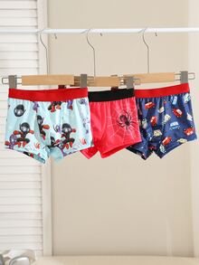 SHEIN 小男孩卡通印花休閒日常四角內褲 3件/包 - 彩色 - 查看 3