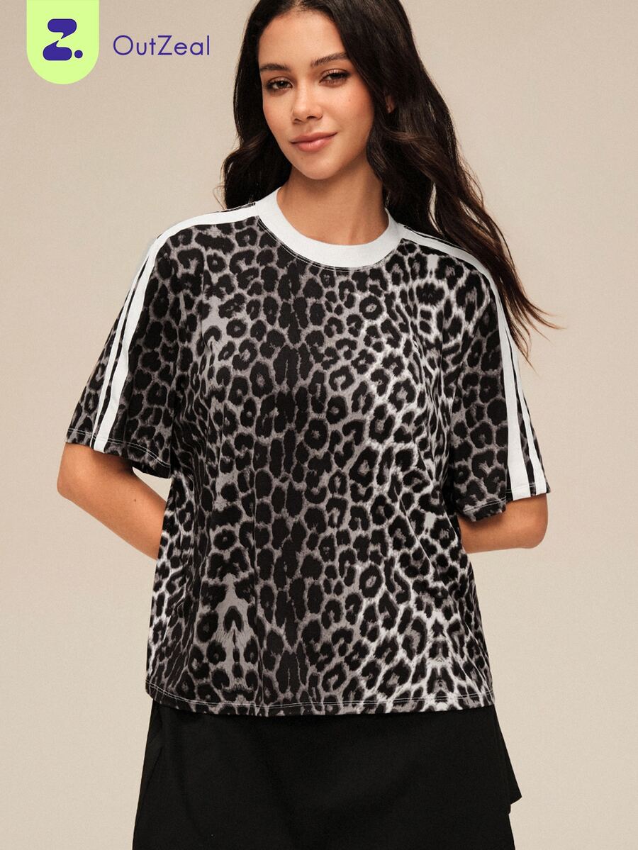 OutZeal Women Sports Tee Casual Daily Natural Soft Leopard Print Short Sleeve T-Shirt Summer - Multicolor - View 1