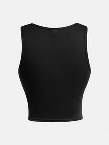 SHEIN Girlism Moletom com Zíper Preto para Adolescentes, Colete de Tricô Solto, Saia Plissada Xadrez Vermelha e Preta, Conjunto de 3 Peças Casual para Escola - Multicolorido - Visão 8