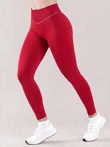 Easithlete Easithlete Seamless Knit Sports Leggings Pilates Gym Red And White Summer Athletic Sexy - Red - View 4