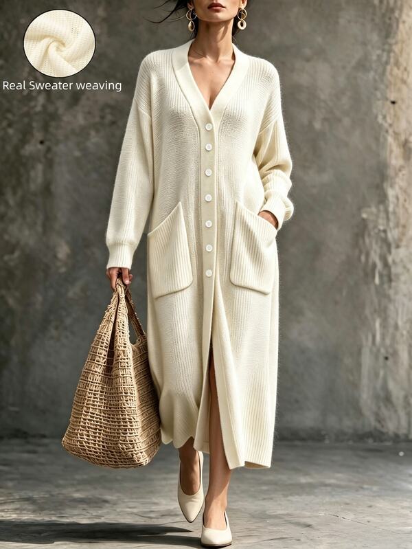 Breezaya Women's Solid Color Casual Versatile Daily Wear Cardigan