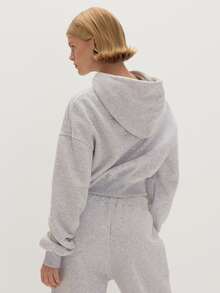 MUSEYN Sweatshirt Hoodie Berresleting Model Boxy Warna Abu-abu Marl - Grey - View 5