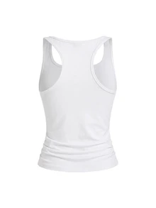 ROMWE Grunge Punk Dark Punk Slogan Ribbed Tank Top For Women - White - View 2