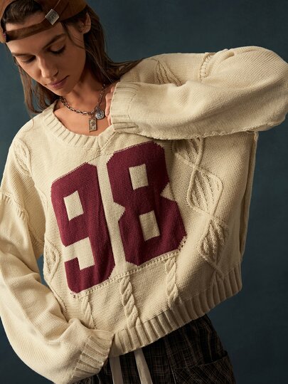 Bohemela Sweater Kasual Wanita dengan Motif Digital, Musim Gugur/Dingin