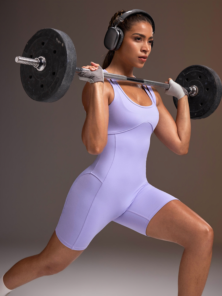 Powerista Women's Purple Double Strap Tank Top Shorts Athletic Tight Jumpsuit Summer&Spring Exercise, Multiple Uses Gym&Fitness Sportswear - Purple - View 7