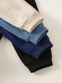 SHEIN 4件組嬰兒男童與女童可愛秋冬休閒百搭純色鬆緊腰長褲，男童慢跑褲百搭多件組 - 彩色 - 查看 4
