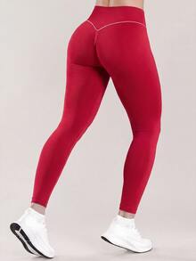 Easithlete Easithlete Seamless Knit Sports Leggings Pilates Gym Red And White Summer Athletic Sexy - Red - View 5