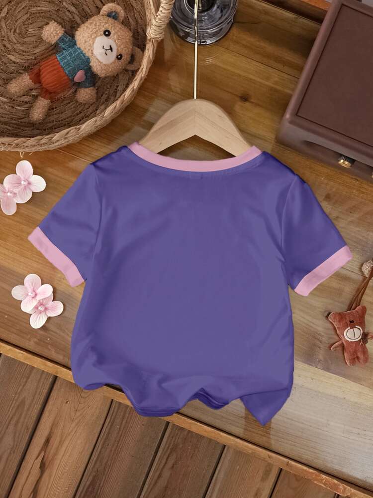 My Little Pony X SHEIN 女嬰卡通印花休閒日常短袖上衣 - 白色 - 查看 2